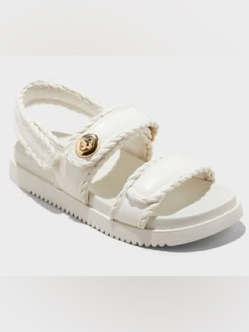 A New Day Women’s Cream Off-White Chunky Strappy Sandals with Gold Hardware